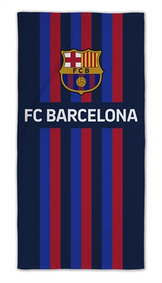 FC Barcelona håndklæde - 70x140 cm - FCB Logo og striber - 100% Bomuld - Badehåndklæde